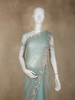 Light Green Floral Sequins and Beads Embroidered Designed Net Designer Saree