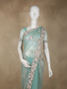 Light Green Floral Sequins and Beads Embroidered Designed Net Designer Saree