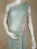 Light Green Floral Sequins and Beads Embroidered Designed Net Designer Saree