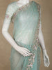 Light Green Floral Sequins and Beads Embroidered Designed Net Designer Saree