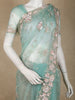 Light Green Floral Sequins and Beads Embroidered Designed Net Designer Saree