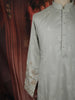Light Green Floral Thread Embroidered Design Cotton Men's Kurta