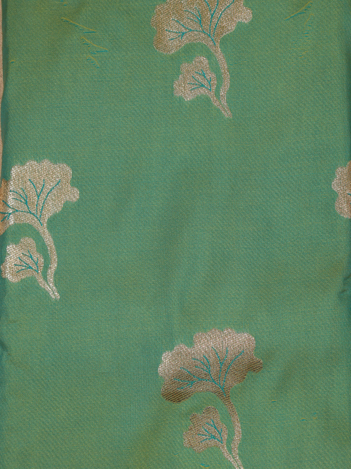 Light Green Floral Woven Banarasi Silk Saree - Diadem