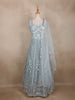 Light Green Geometric Embroidered Design Net Gown