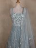 Light Green Geometric Embroidered Design Net Gown