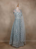 Light Green Geometric Embroidered Design Net Gown