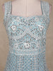 Light Green Geometric Embroidered Design Net Gown