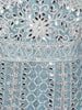 Light Green Geometric Embroidered Design Net Gown