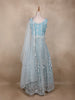 Light Green Geometric Embroidered Design Net Gown
