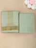 Light Green Geometric Woven Design Unstitched Shirt with Matching Dhoti Set with Zari Border