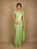 Light Green Pure Kanchipuram Bridal Silk Saree with Stripes Design on the Body with Zari Border