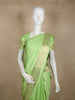 Light Green Pure Kanchipuram Bridal Silk Saree with Stripes Design on the Body with Zari Border