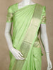 Light Green Pure Kanchipuram Bridal Silk Saree with Stripes Design on the Body with Zari Border