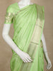 Light Green Pure Kanchipuram Bridal Silk Saree with Stripes Design on the Body with Zari Border