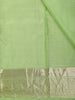 Light Green Pure Kanchipuram Bridal Silk Saree with Stripes Design on the Body with Zari Border