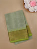 Light Green Solid Cotton Saree with Zari Border - Diadem