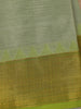 Light Green Solid Cotton Saree with Zari Border - Diadem