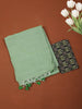 Light Green Solid Design Cotton Casual Wear Saree with Kalamkari Blouse