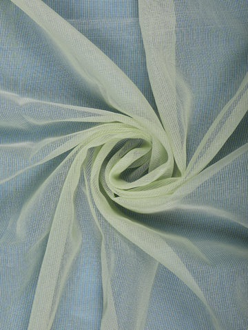 Light Green Solid Design Tissue Saree With Scalloped Floral Embroidered Border - Diadem