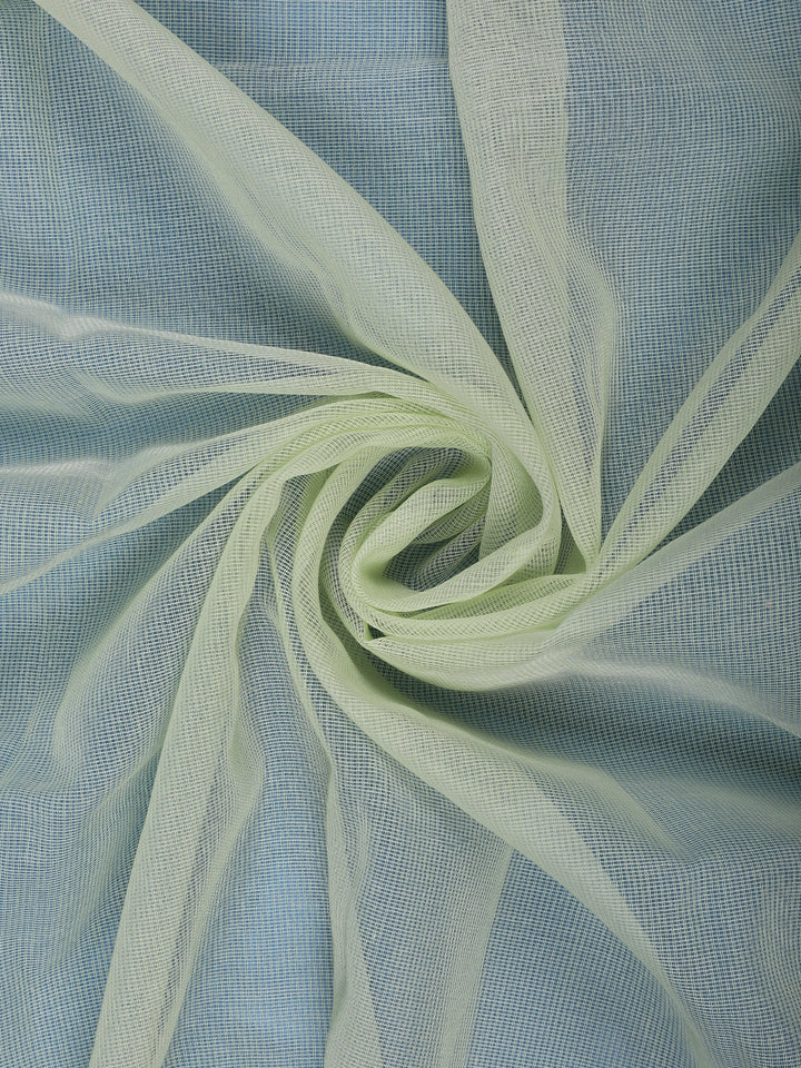 Light Green Solid Design Tissue Saree With Scalloped Floral Embroidered Border - Diadem
