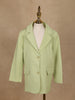 Light Green Solid Single-Breasted Blazer With Flap Pockets