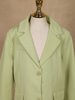 Light Green Solid Single-Breasted Blazer With Flap Pockets