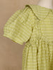 Light Green Textured Puff Sleeve Cotton Gown For Girls