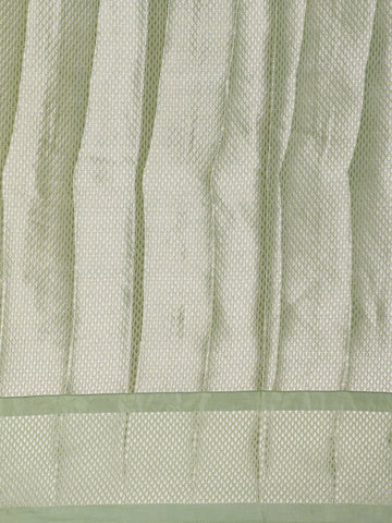Light Green Woven Floral Design Banarasi Silk Saree - Diadem
