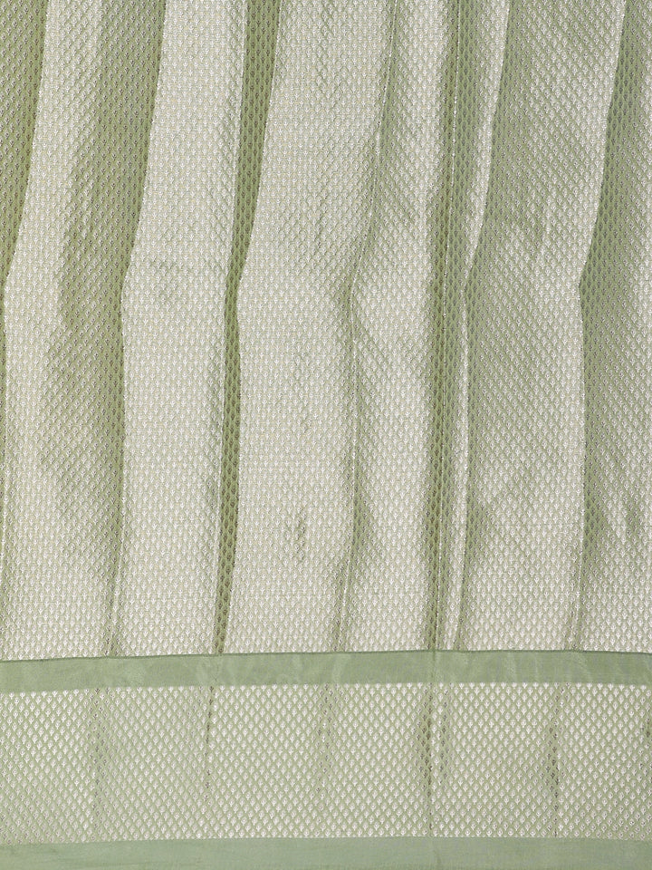 Light Green Woven Floral Design Banarasi Silk Saree - Diadem