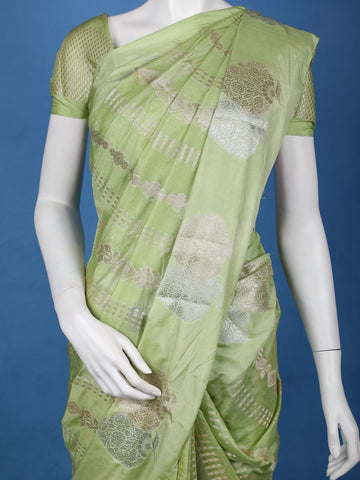 Light Green Woven Floral Design Banarasi Silk Saree - Diadem