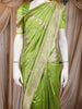 Light Green Zari Butta Woven Design Pure Banarasi Saree with Zari Woven Border