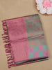 Light Green and Pink Elephant Motif Woven Art Silk Saree with Zari Border