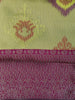 Light Green and Magenta Ikat Design Art Silk Saree with Contrast Teal Embroidered Blouse