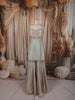 Light Grey Floral Beads and Mirror Embroidered Design Tissue Silk Fancy Palazzo Suit with Choker Dupatta