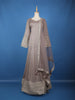 Light Grey Floral Design Banarasi Silk Anarkali Gown With Dupatta