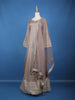 Light Grey Floral Design Banarasi Silk Anarkali Gown With Dupatta