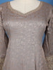 Light Grey Floral Design Banarasi Silk Anarkali Gown With Dupatta