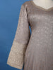 Light Grey Floral Design Banarasi Silk Anarkali Gown With Dupatta