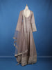 Light Grey Floral Design Banarasi Silk Anarkali Gown With Dupatta