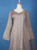 Light Grey Floral Design Banarasi Silk Anarkali Gown With Dupatta