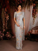 Light Grey Floral Printed Kota Cotton Saree with Woven Border