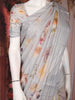 Light Grey Floral Printed Kota Cotton Saree with Woven Border