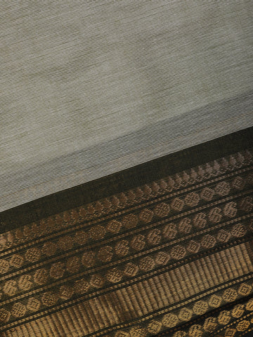 Light Grey Solid Cotton Saree Print Border - Diadem