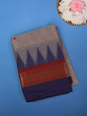 Light Grey Solid Cotton Saree Print Border - Diadem