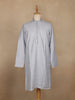 Light Grey Thread Embroidered Cotton Kurta for Men