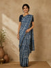 Light Greyish Blue Floral Printed Cotton Saree