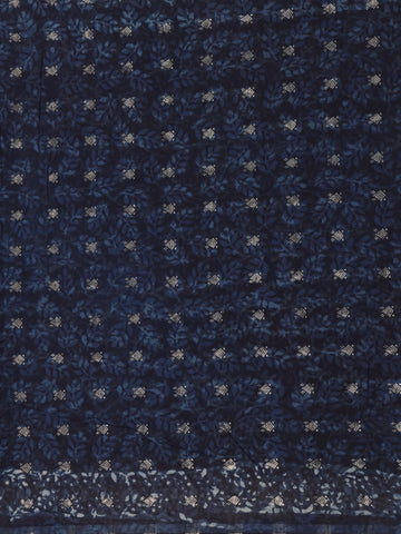 Light Greyish Blue Floral Printed Cotton Saree - Diadem