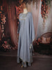 Light Ice Blue Mirror Embroidered Design Cotton Long Anarkali Gown with Matching Dupatta