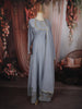 Light Ice Blue Mirror Embroidered Design Cotton Long Anarkali Gown with Matching Dupatta
