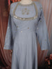 Light Ice Blue Mirror Embroidered Design Cotton Long Anarkali Gown with Matching Dupatta